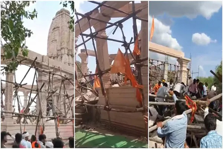 मारुति मंदिर में बड़ा हादसा, निर्माणाधीन छज्जा गिरने से 7 की हुई मौत, 25 लोग मलबे में दबे