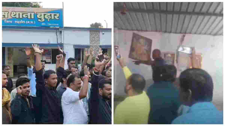 दुर्गा पंडाल में हंगामा: प्रतिमा पटकने के आरोप पर भड़का आक्रोश; हिंदू संगठनों ने घेरा थाना, केस दर्ज