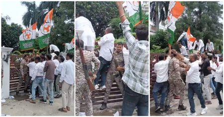 जच्चा-बच्चा की मौत पर फूटा गुस्सा, स्वास्थ्य मंत्री के आवास में घुसे कांग्रेसी, बैरिकेड्स टूटे