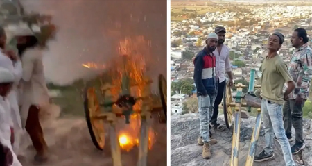 किले से तोप चलाने का वीडियो वायरल, ईरान के समर्थन में नारे का दावा